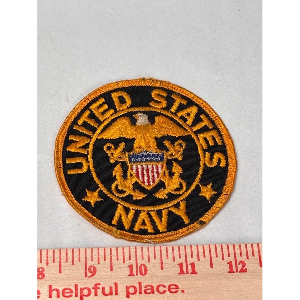 United States Navy USN Eagle Anchor Shield Embroidered Sew On Patch 4 Inch Round